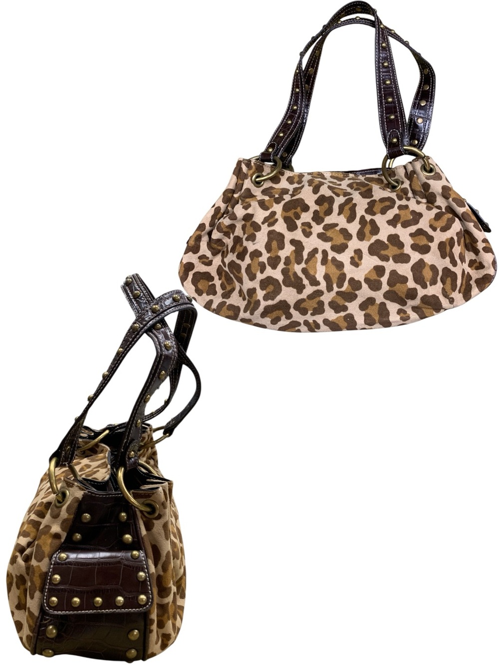 Kathy Van Zeeland Brown and Tan Leopard Shoulder Bag